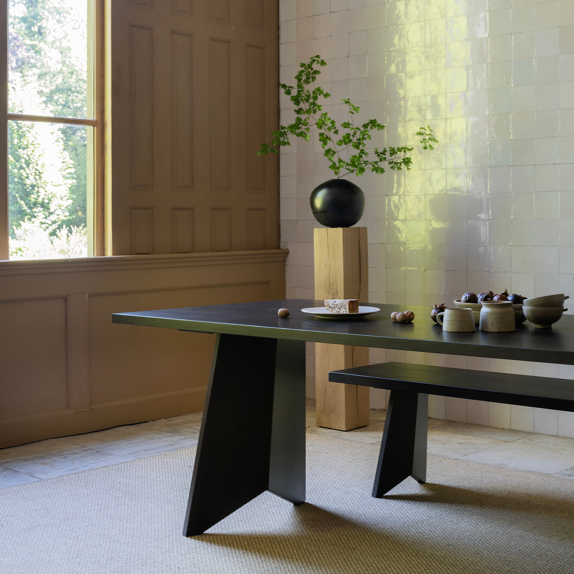 Design Dining Bench | Butterfly Wood Bench Oak smoked stain | Oak smoked stain | Studio HENK | 