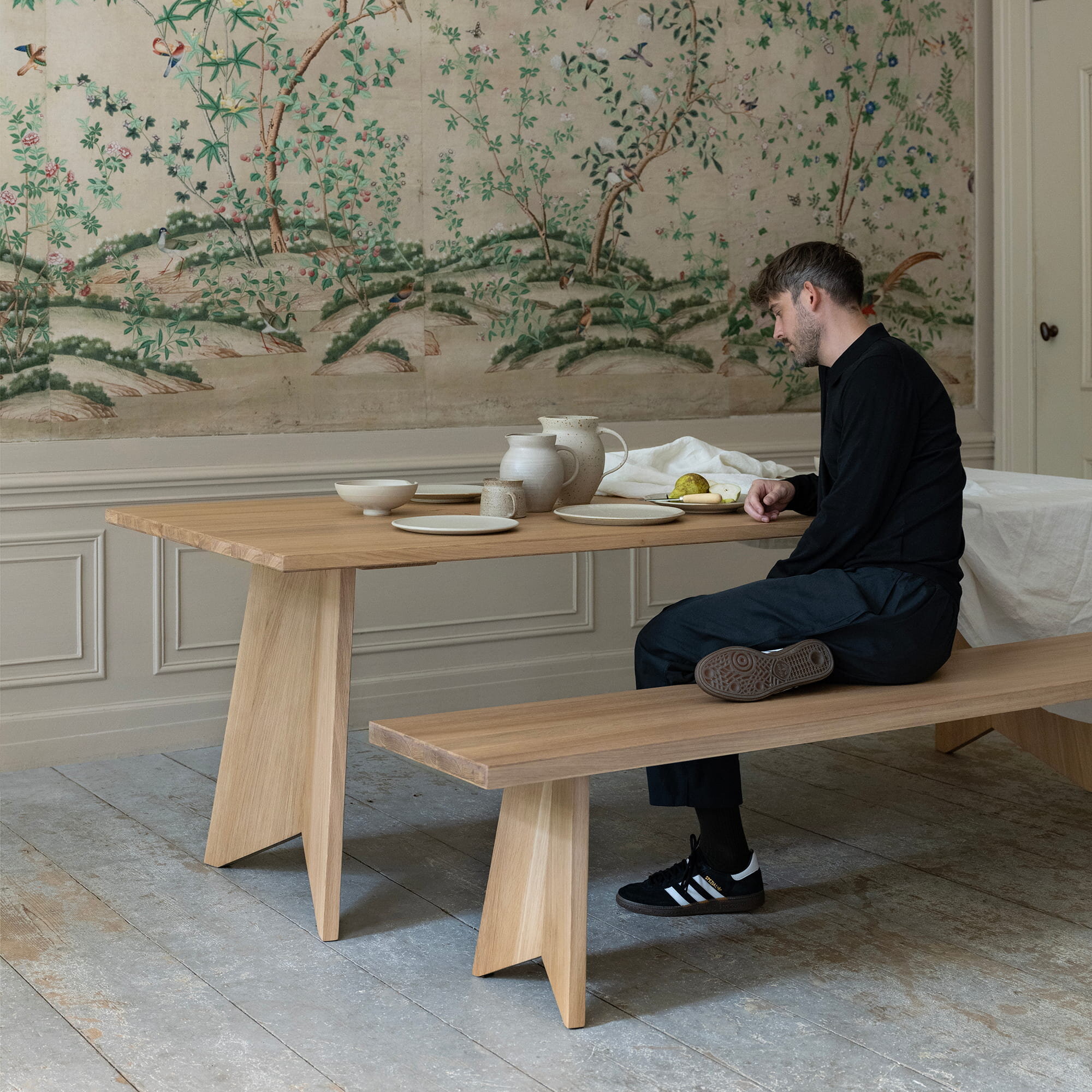 Design Dining Bench | Butterfly Wood Bench Oak smoked stain | Oak smoked stain | Studio HENK | 
