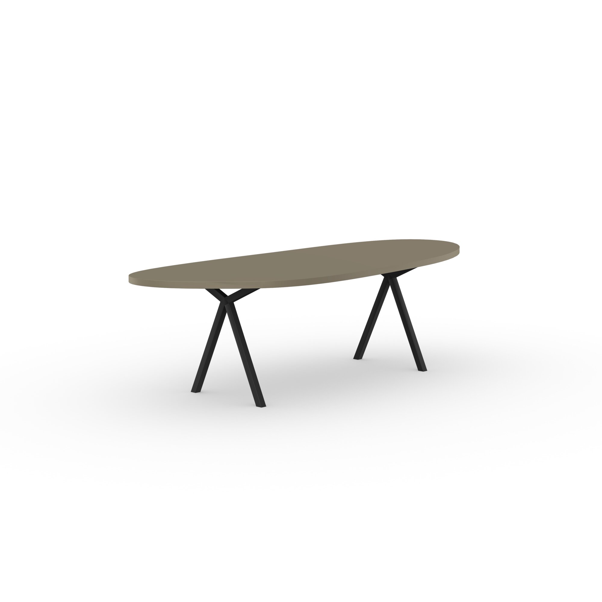 Blob Design dining table | Slim X-type Steel black powdercoating | HPL Fenix castoro ottawa | Studio HENK | 